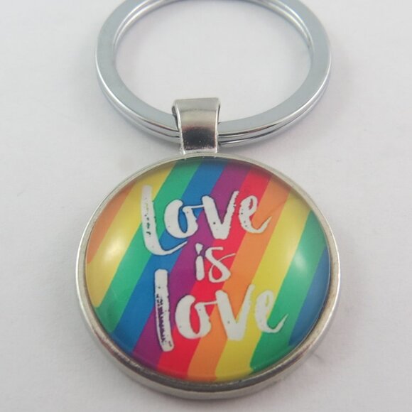 Love is Love Keychain Rainbow Key Ring Pride Gift for Her or Him Equality - Picture 1 of 4